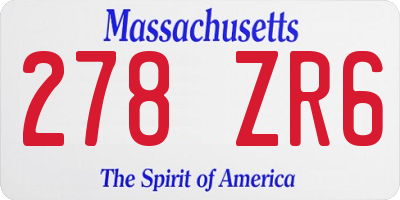 MA license plate 278ZR6