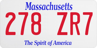 MA license plate 278ZR7