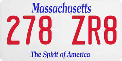 MA license plate 278ZR8
