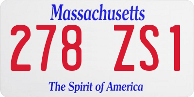 MA license plate 278ZS1