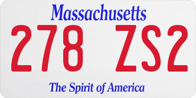 MA license plate 278ZS2