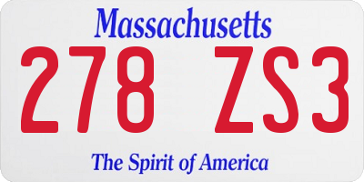 MA license plate 278ZS3