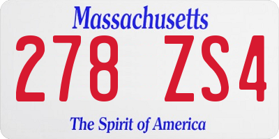 MA license plate 278ZS4