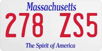 MA license plate 278ZS5