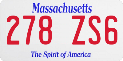 MA license plate 278ZS6