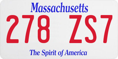 MA license plate 278ZS7