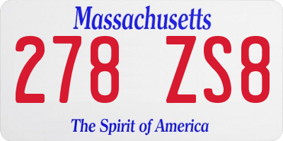 MA license plate 278ZS8