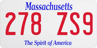 MA license plate 278ZS9