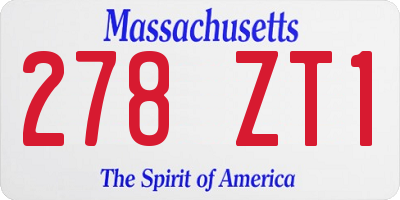 MA license plate 278ZT1