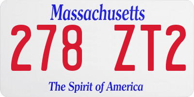 MA license plate 278ZT2