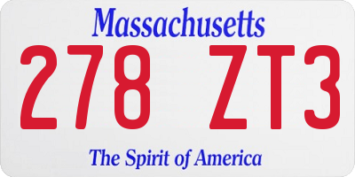 MA license plate 278ZT3