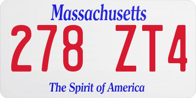 MA license plate 278ZT4