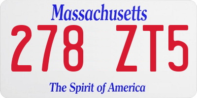 MA license plate 278ZT5