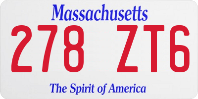 MA license plate 278ZT6
