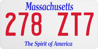 MA license plate 278ZT7