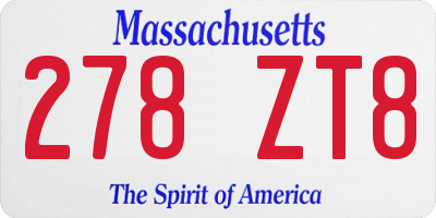 MA license plate 278ZT8