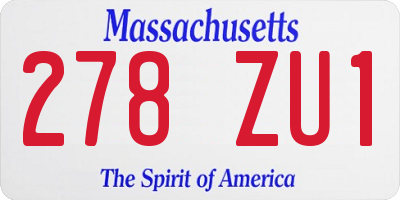 MA license plate 278ZU1