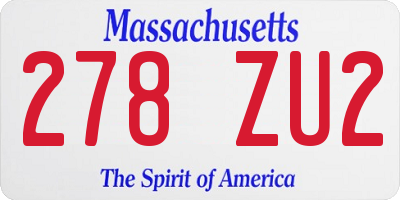 MA license plate 278ZU2