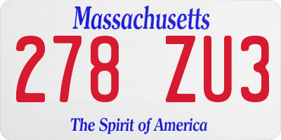 MA license plate 278ZU3