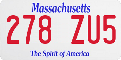 MA license plate 278ZU5