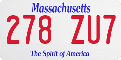 MA license plate 278ZU7