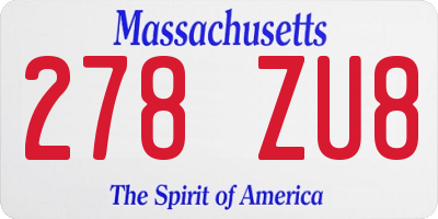MA license plate 278ZU8