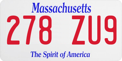MA license plate 278ZU9