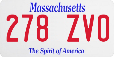 MA license plate 278ZV0