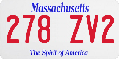 MA license plate 278ZV2