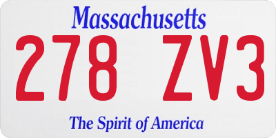 MA license plate 278ZV3