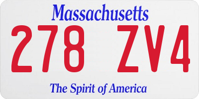 MA license plate 278ZV4