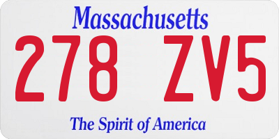 MA license plate 278ZV5