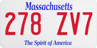 MA license plate 278ZV7