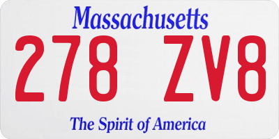 MA license plate 278ZV8