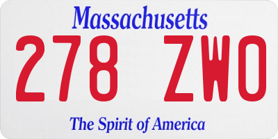 MA license plate 278ZW0