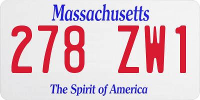 MA license plate 278ZW1
