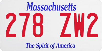 MA license plate 278ZW2