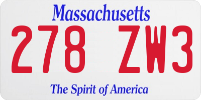 MA license plate 278ZW3