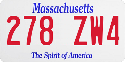 MA license plate 278ZW4