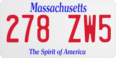 MA license plate 278ZW5