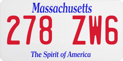 MA license plate 278ZW6