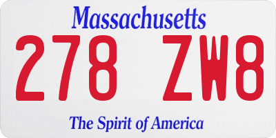 MA license plate 278ZW8