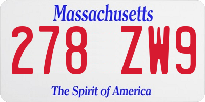 MA license plate 278ZW9
