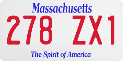 MA license plate 278ZX1