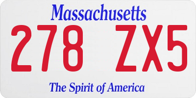 MA license plate 278ZX5
