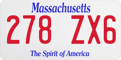 MA license plate 278ZX6