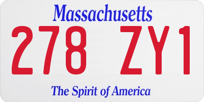 MA license plate 278ZY1