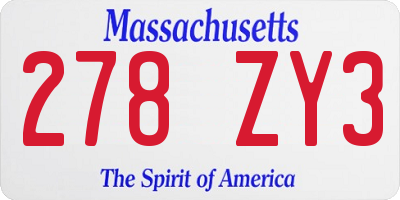 MA license plate 278ZY3