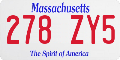 MA license plate 278ZY5