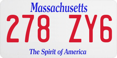 MA license plate 278ZY6